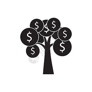 金钱树繁荣符号日志植物艺术现金剪贴环境生长插图绿色标识白色图片