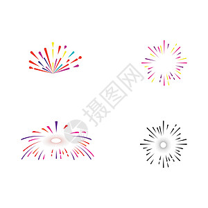 设置烟花标志模板矢量符号焰火绘画生日周年派对纪念日艺术乐趣庆典白色图片