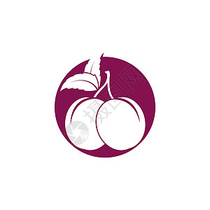 梅花标志矢量图标设计水果插图叶子食物李子紫色标识艺术绿色饮食图片
