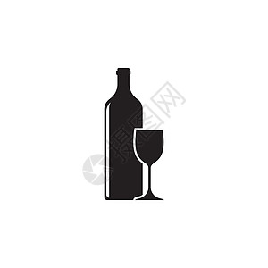 酒杯矢量图酒杯和瓶子图标矢量图庆典玻璃菜单插图杯子饮料酒吧酒厂黑色白色插画