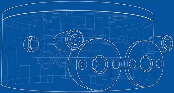 抽象行业对象概念 韦克托制造业元素蓝图螺丝工业插图机械大纲圆柱装置背景图片