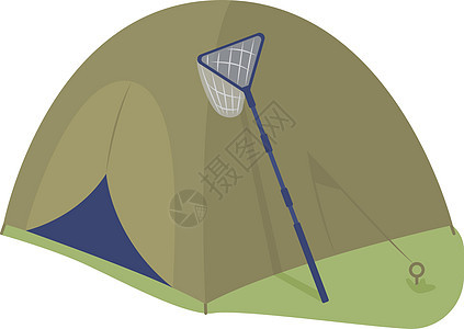 野营帐篷半平面颜色矢量对象冒险插图物品庇护所森林活动香椿公园娱乐远足图片