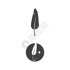 羽毛标志模板矢量符号插图草图翅膀羽化书法黑色动物航班鹅毛笔标识图片
