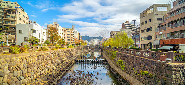 日本九州长崎梅根光辉桥风景眼镜建筑建筑学天际地标全景旅行景观城市图片