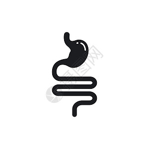黑色胃图标矢量插图设计模板检查器官冒号诊断外科便秘手术胃镜饮食肠胃图片