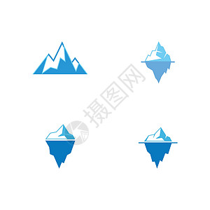 设置冰山标志模板矢量符号爬坡海洋蓝色危险顶峰岩石冻结冰川图片