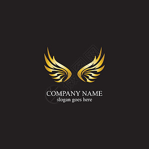 翅膀金色标志矢量图模板vecto纹章金属羽毛标签艺术标识奢华徽章商业身份图片