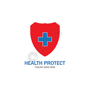 健康保护与盾牌标志设计矢量模板医疗或保险公司vecto安全药品徽章创造力白色商业医院保险防御插图图片