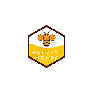 蜂蜜标志模板设计 Vecto六边形标签黄色蜜蜂标识液体橙子白色商业蜂巢图片