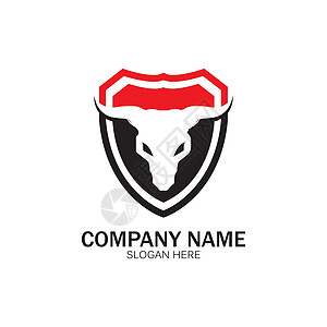 创意愤怒的盾牌牛头标志设计符号矢量图vecto品牌团队农场卡通片力量艺术标签动物俱乐部徽章图片