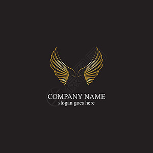 翅膀金色标志矢量图模板vecto公司商业金属纹章插图标识徽章身份艺术羽毛图片