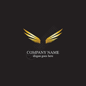 翅膀金色标志矢量图模板vecto艺术身份羽毛纹章标签商业徽章公司金属奢华图片