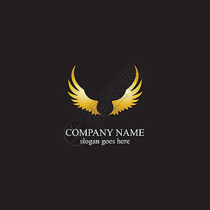 翅膀金色标志矢量图模板vecto金属商业公司标识标签羽毛徽章艺术插图身份图片