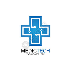 医疗技术标志设计 vecto插图商业科学蓝色健康药店中心互联网公司医院图片