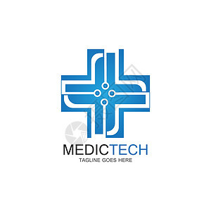 医疗技术标志设计 vecto医院生物网络中心创造力身份健康蓝色标识科学图片