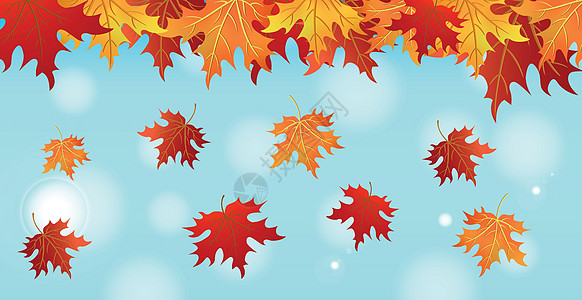 现实的秋季秋秋叶 背景与bokoh矢量叶子植物天空阳光墙纸森林金子圆圈框架艺术图片