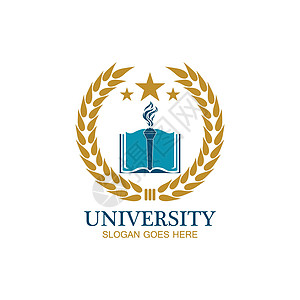 大学学院和课程标志设计模板海豹学校藤蔓标识横幅花圈商业教育图书馆蓝色图片