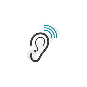 听力标志模板矢量 ico噪音白色心脏病学艺术耳朵插图波浪夹子耳聋黑色图片