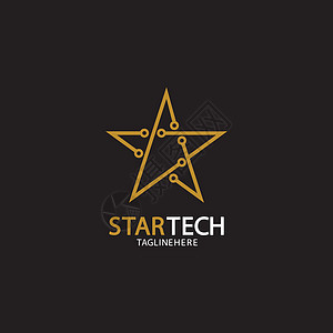 黑色背景上的金星科技标志创造力按钮身份网络办公室黄色标识星星成功商业图片