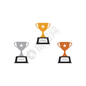 一套奖杯矢量图标 winne冠军插图竞赛平面图标报酬运动优胜者胜利金子竞争背景图片
