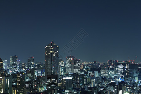 晚上东京市风景蓝色旅行景观摩天大楼街道首都市中心建筑办公室天线图片