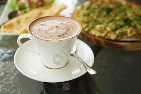 热巧克力杯 日式比萨甜点食物拿铁飞碟早餐泡沫饼子咖啡地区牛奶图片