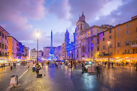 意大利罗马纳沃纳广场街道正方形城市雕像建筑学首都大理石历史天空旅游图片