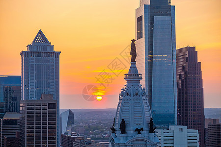 宾夕法尼亚州费城市中心天际线城市风景风景天际摩天大楼旅行建筑景观地标市中心中心金融图片