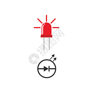 led 灯图标矢量符号设计模板阳极指标插图技术辉光生态力量灯泡活力探测器图片