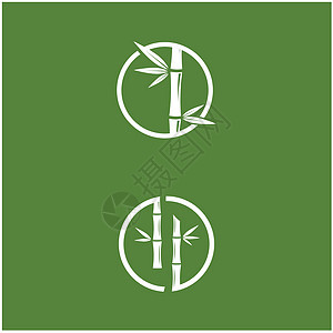 带有绿叶矢量图标模板的竹标志木头白色热带绿色叶子商业圆圈草本艺术竹子图片