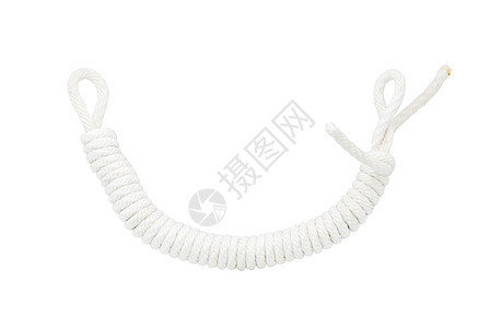 白背景上孤立的白色扭曲绳索螺旋材料灵活性环形圆圈力量航海椭圆形细绳电缆图片
