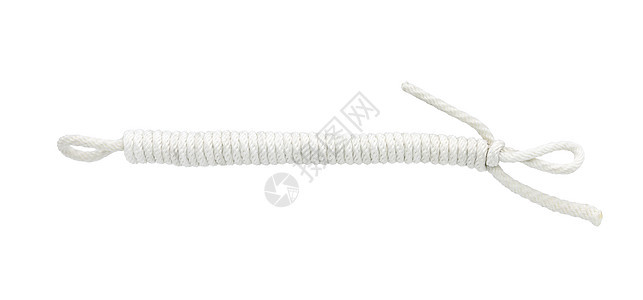 白背景上孤立的白色扭曲绳索电缆曲线灵活性材料力量细绳环形螺旋圆圈椭圆形图片