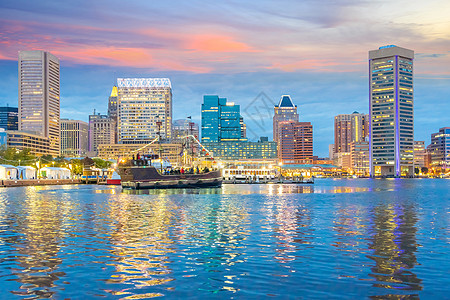 美国巴尔的摩市中心天线金融城市景观旅行地标风景日落天际建筑学建筑图片
