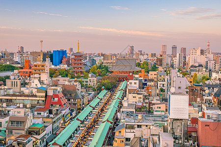 日本东京浅草地区的顶端视图商业建筑吸引力旅行文化建筑学游客旅游景观街道图片