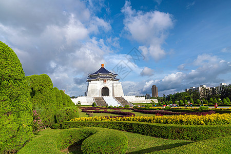 台北的清介石纪念碑旅游纪念碑寺庙建筑学建筑公园蓝色大厅吸引力地标图片