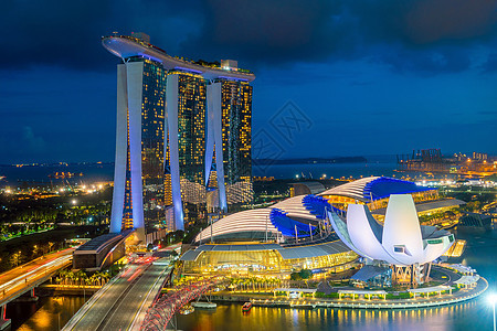 新加坡市中心天线全景旅游建筑港口天空反射旅行城市摩天大楼场景图片