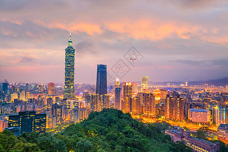 台北市天际的黄昏旅游市中心建筑旅行景观高度建筑学场景办公室日落图片