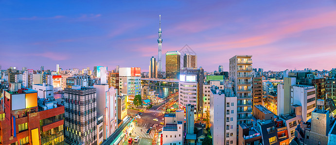 日本东京浅草地区的顶端视图城市市场旅游景观建筑崇拜全景纪念品游客街道图片