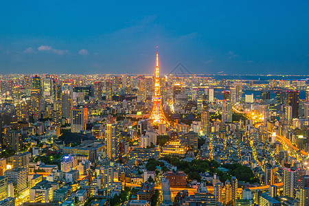 东京与日本东京塔的东京天际线丘陵办公室街道全景市中心旅行商业交通天线建筑图片