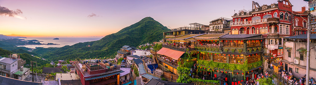 台北Jiufen老街最景色山坡历史场景历史性房子文化吸引力街道爬坡旅行图片