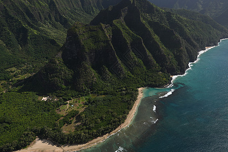 Kauai海岸景观旅行风景崎岖旅游海岸线绿色海滩悬崖热带海洋图片