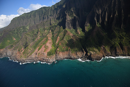 Kauai海岸景观绿色旅行旅游悬崖海滩海洋热带天堂崎岖风景图片