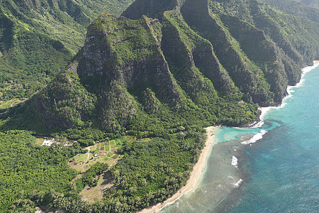 Kauai海岸景观旅游绿色天堂海岸线海滩海洋旅行崎岖悬崖直升机图片