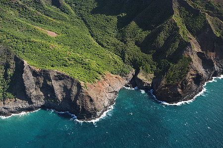 Kauai海岸景观海岸线直升机风景旅行崎岖绿色假期天线旅游热带图片