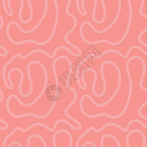 腮红珊瑚粉色迷宫线一手拉无缝图案 用于纺织品包装数字纸模板的矢量涂鸦无尽图案图片