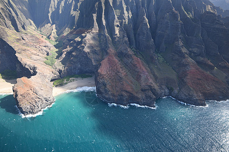 Kauai海岸景观天线崎岖热带绿色旅游天堂旅行海滩海岸线悬崖图片