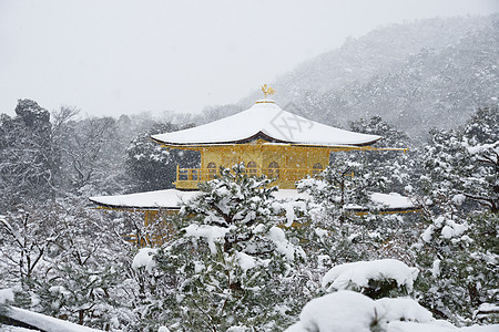 京角寺雪花园寺庙公园旅游天气季节天空地标旅行蓝色图片