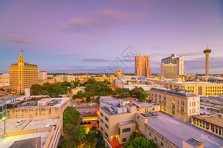 圣安东尼奥市下城天际大街地标建筑物城市风景街道甲板市中心景观正方形图片