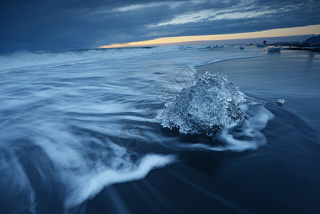 约库萨隆海滩黑色火山海洋土地水晶冰川冰山旅行海岸沙龙图片