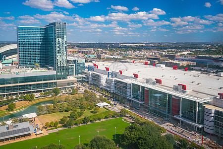 下城休斯顿天线城市建筑物旅行商业蓝色办公室草地中心天际景观图片